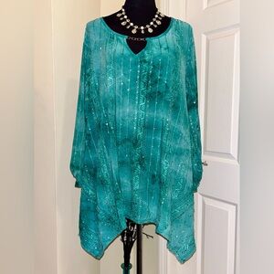 Green Teal Sequin Top
